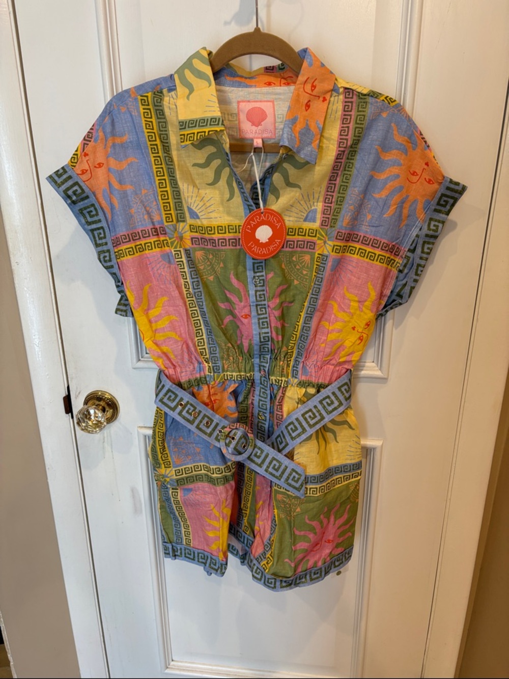 Multicolor Sun Women’s One-Piece Romper with Belt